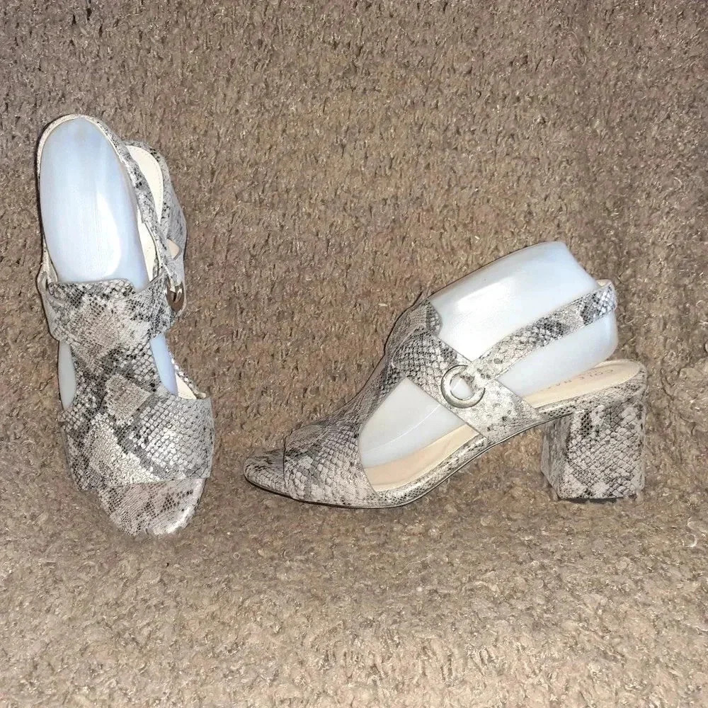 COLE HAAN-ADELE-Metallic Snakeskin Nubuck-Slingback Sandals-Sz 9B-Near Mint